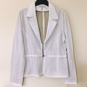 In Suede White Leather Perforated Jacket NWT